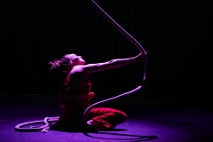 Circus artists Clara and Freya performing together at Cirqulation's 'Cirqulation 8: Power' Circus Cabaret Night at the Assembly Roxy